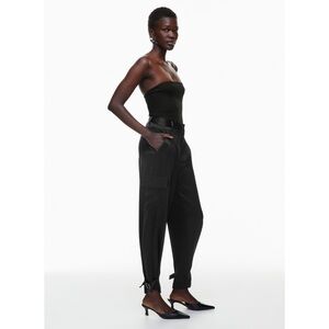 Aritzia Babaton | Olive Refined Satin Cargo Tie-Hem Track Pants ~ US 0
